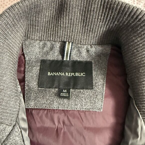 Banana Republic Vest Mens Medium Gray Full Zip Wool Blend Flap Pocket Outdoor - Picture 4 of 9